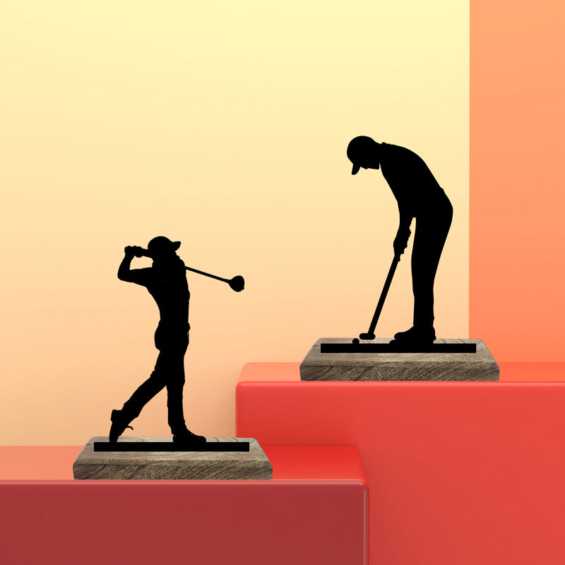 Golfing Duo Showpiece - Set Of Two