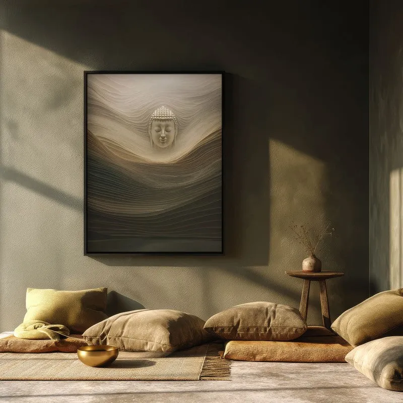 Silent Buddha Archival Paper Wall Painting With Black Frame media 3