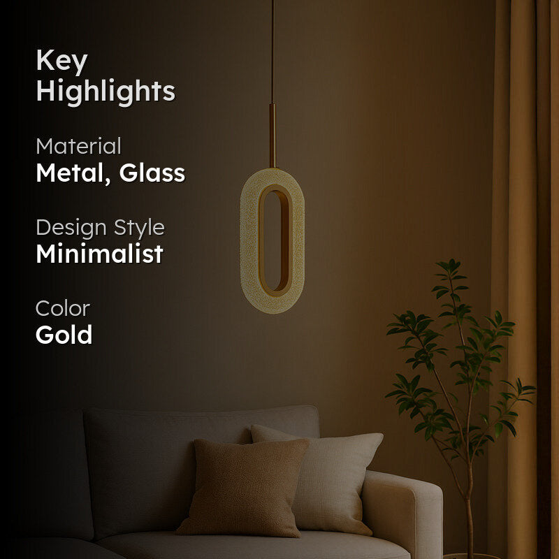 Infinity Oval LED Glass Ceiling Lamp - Gold media 2