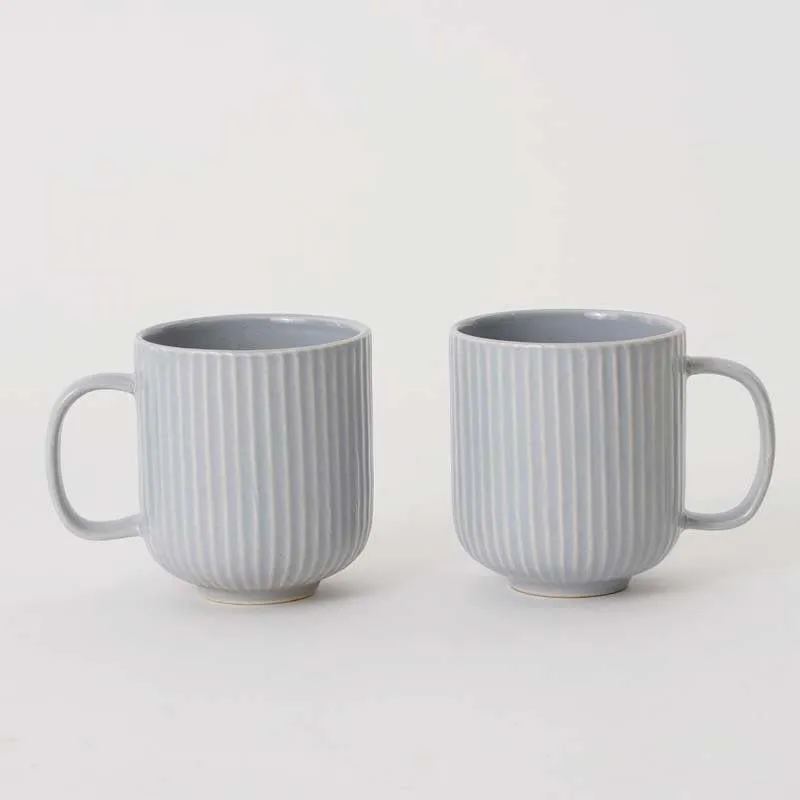Cristie Ribbed Mugs And Tray Set (Grey) - Set Of Three media 4