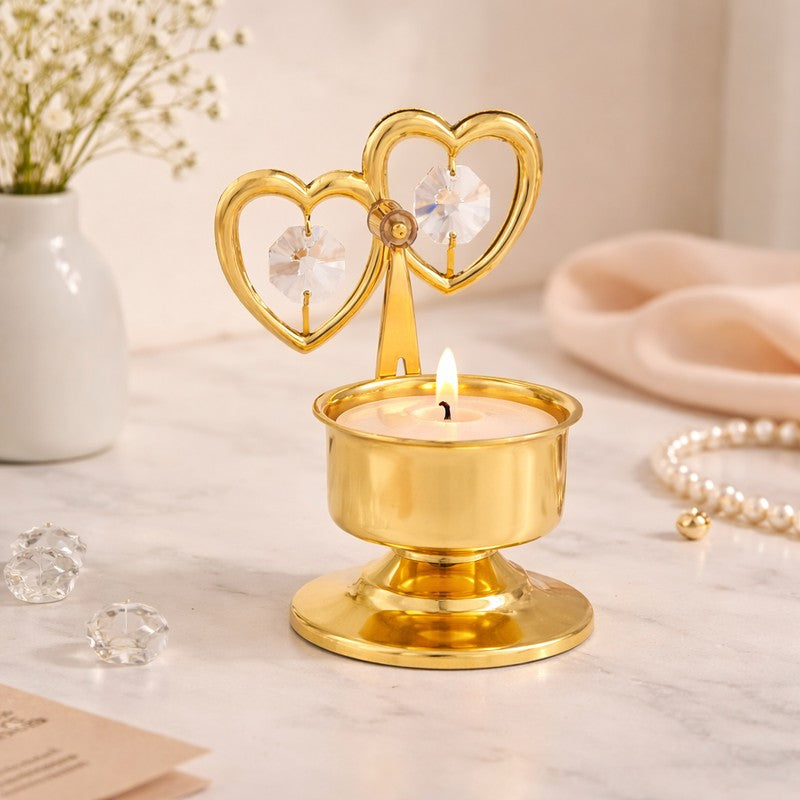 GoldenHeart 24K Gold Plated Mild Steel Candle Holder