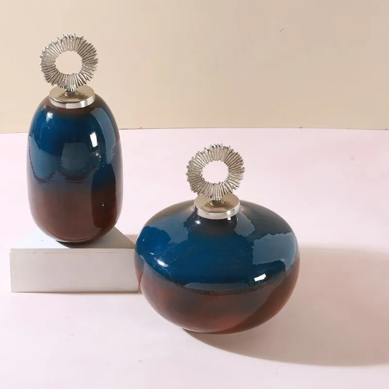 Bluehelix Metal Showpiece (Blue) - Set of Two media 1