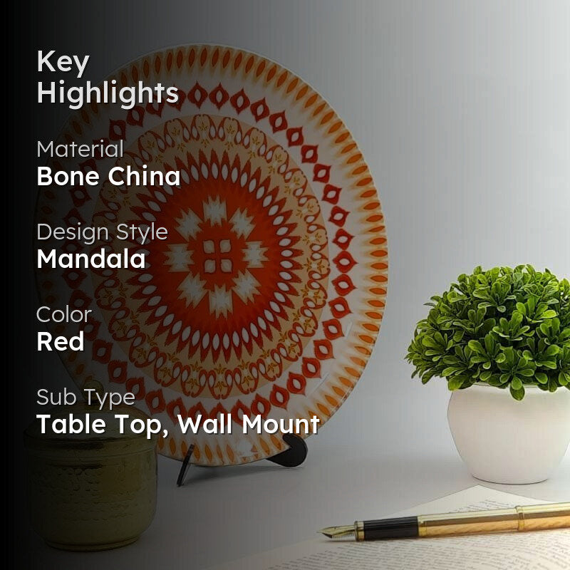 Dazzling Red Ikkat Decorative Plate media 2