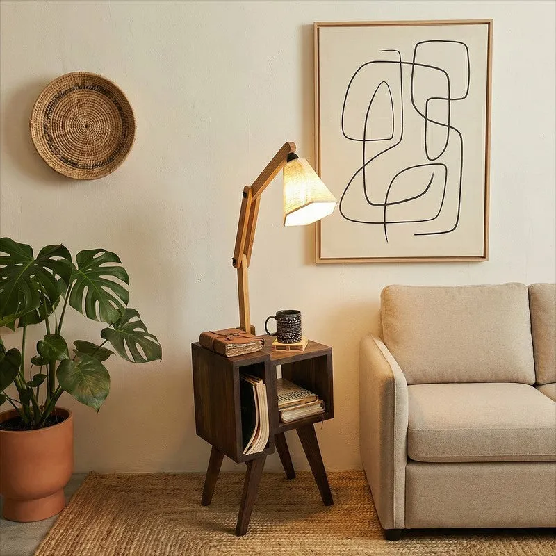 Echelon Shelf Wooden Floor Lamp With Jute Shade media 1