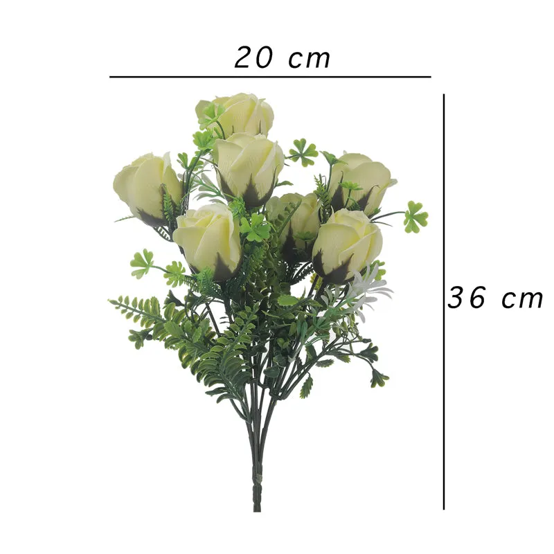 Faux Yellow Rose Bunch - Set Of Two media 4