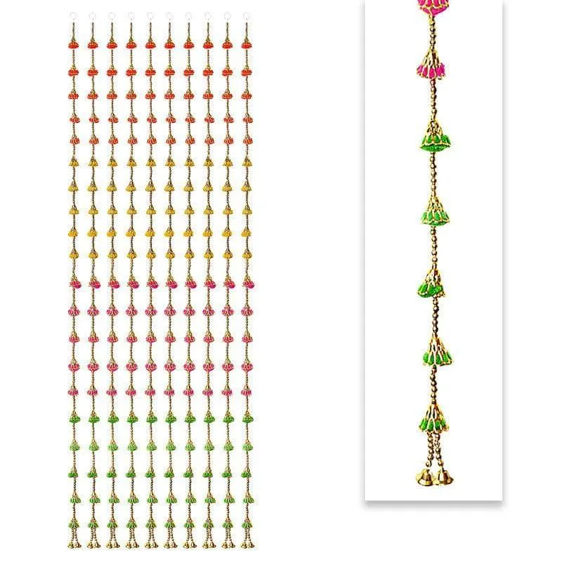 Pom Pom Decorative Latkan With Bells - Set Of Ten media 4