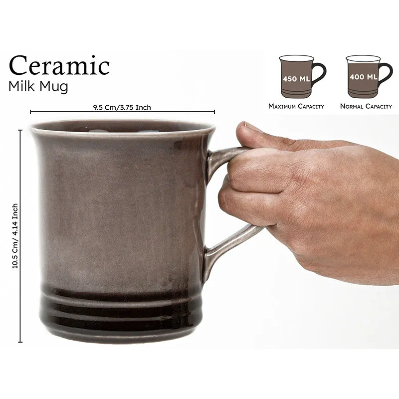 Brew Ceramic Coffee Mug (450 mL Each/Smoke Grey) - Set of Two media 9