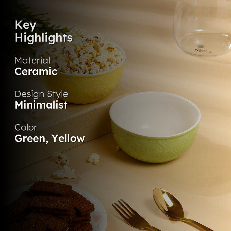 Cuppa Serving Bowl (Green,Yellow,600 mL) - Set Of Two media 2