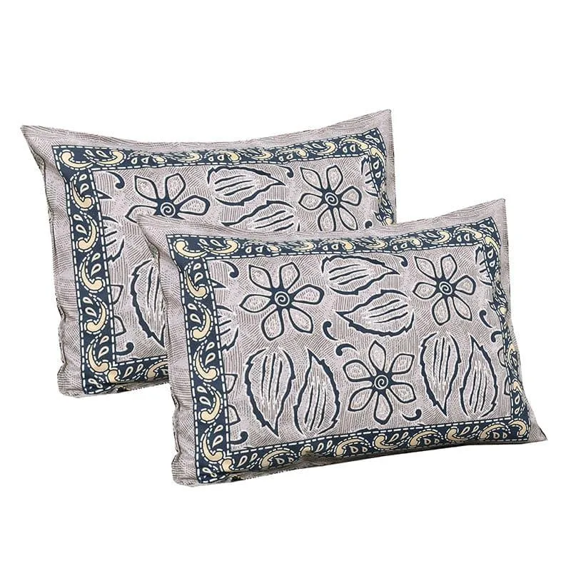 Yuvara Floral Cotton Bedsheet (Grey) - 160 TC media 3
