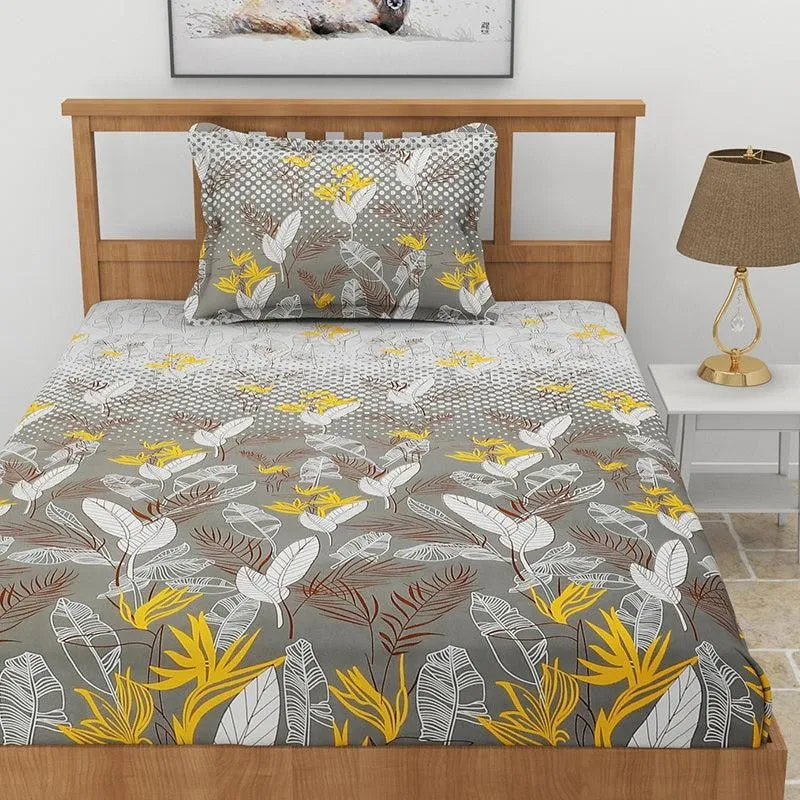 Lale Floral Microfiber Bedsheet (Charcoal Grey) - 140 GSM media 3