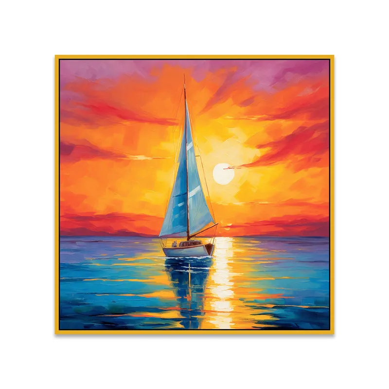 Sunset Sails Canvas Wall Art With Frame media 5