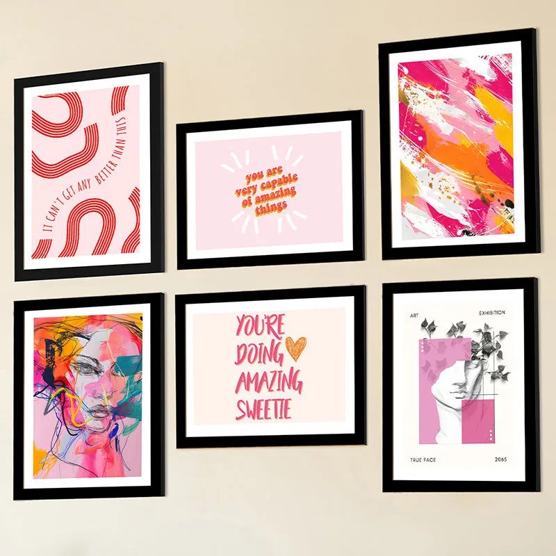 Funky Pink Pops Wall Art - Set Of Six media 4