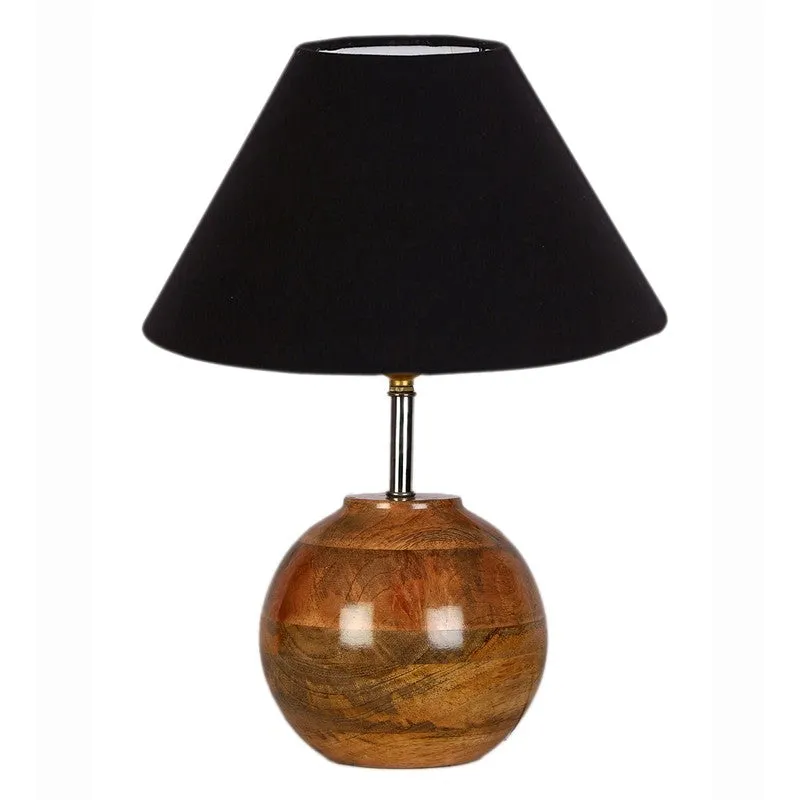 Auryon Cotton Table Lamp With Wooden Base - Black media 3