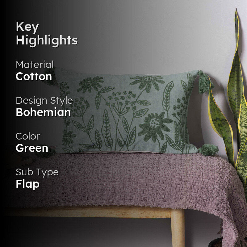 Green Meadow Cotton Cushion Cover media 2