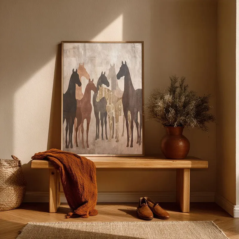 Sandy Horse Wall Painting With Brown Frame media 6