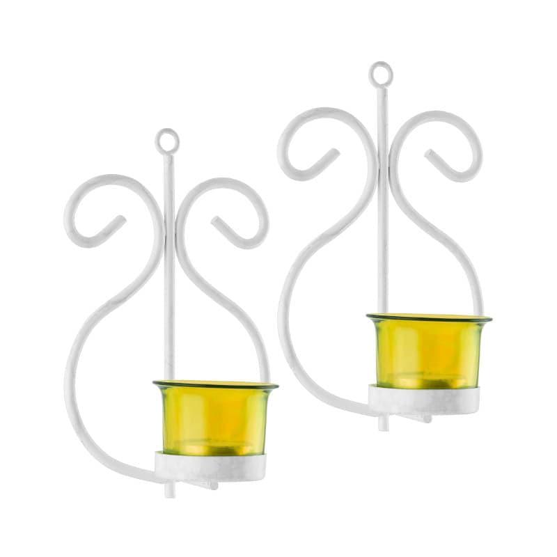 Seina White Frame Sconce Candle Holder (Yellow) - Set Of Two media 3