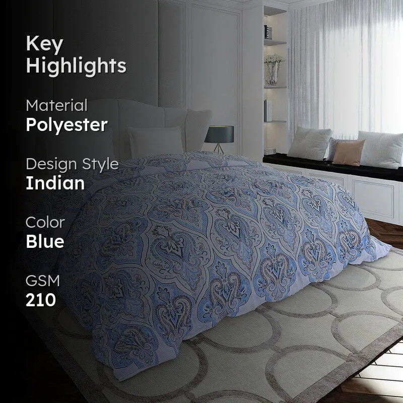 Monte Carlo Bloomen Ethnic Motif Polyester Reversible Dohar (Blue) - 210 GSM media 2