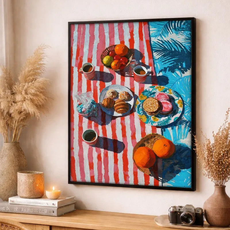 Harbor Brunch Canvas Wall Painting - Black Frame media 3