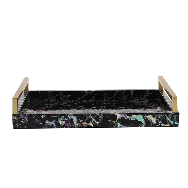 Ave Leather Serving Tray - Black & Gold media 3