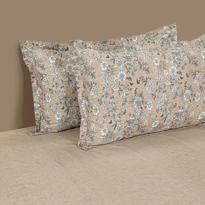Swayam Arza Floral Cotton Bedsheet (Beige) - 160 TC media 3