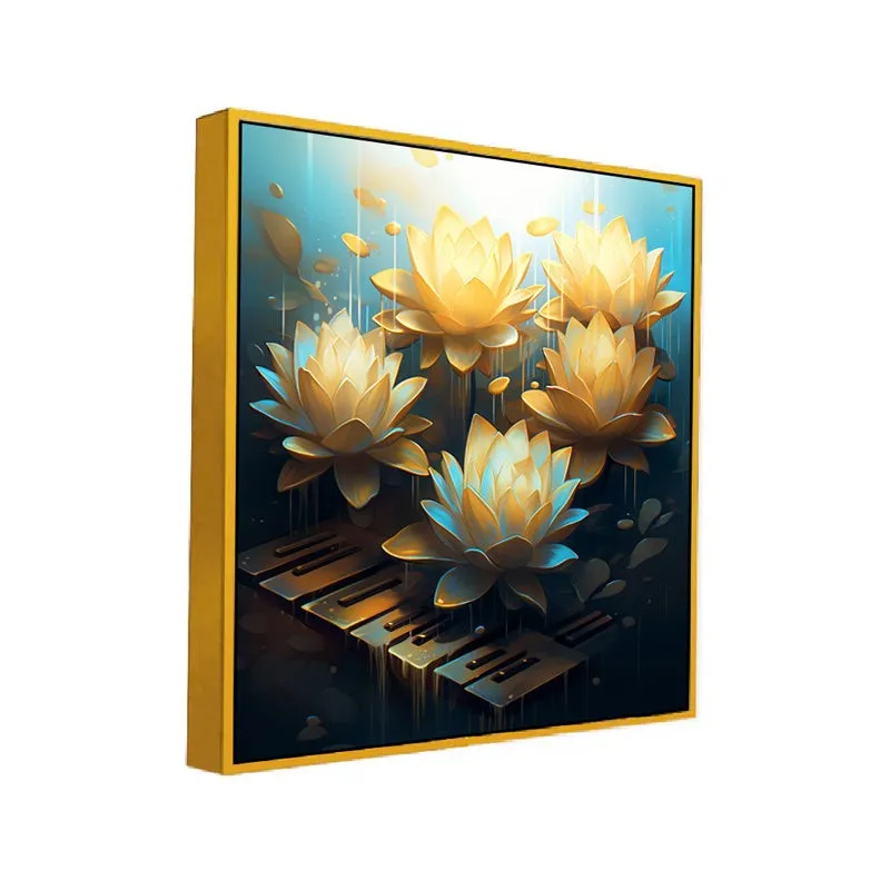 Lotus Aurum Canvas Wall Art With Frame media 3