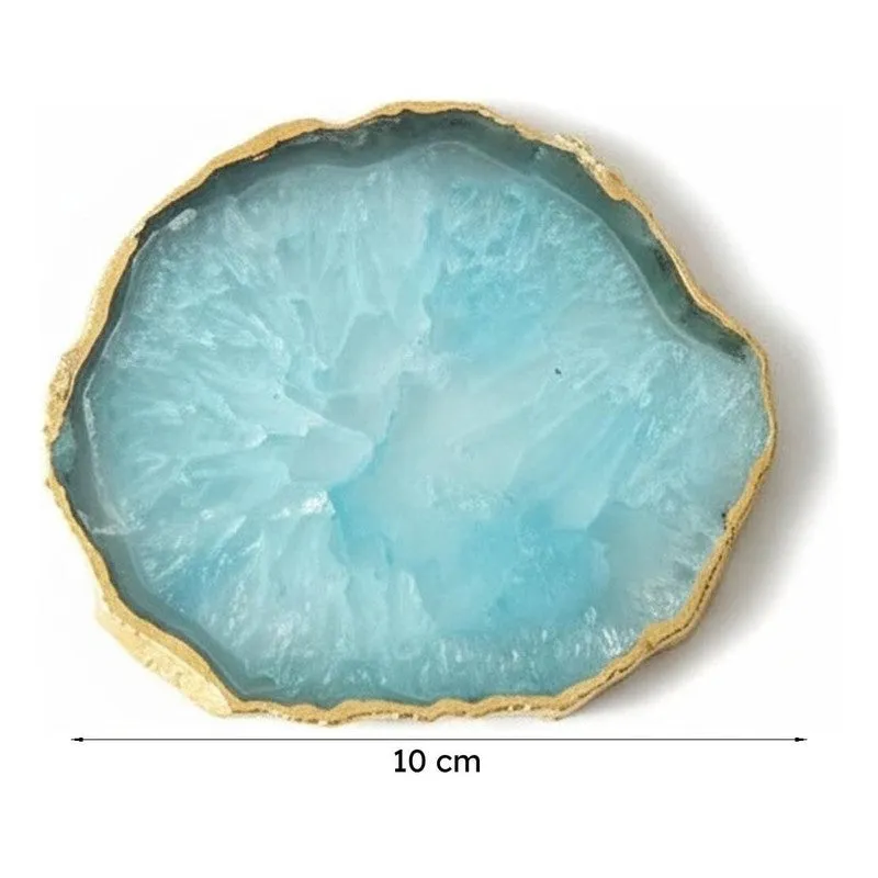 Celeste Handcrafted Crystal Agate Coaster (Turquoise) - Set Of Four media 6