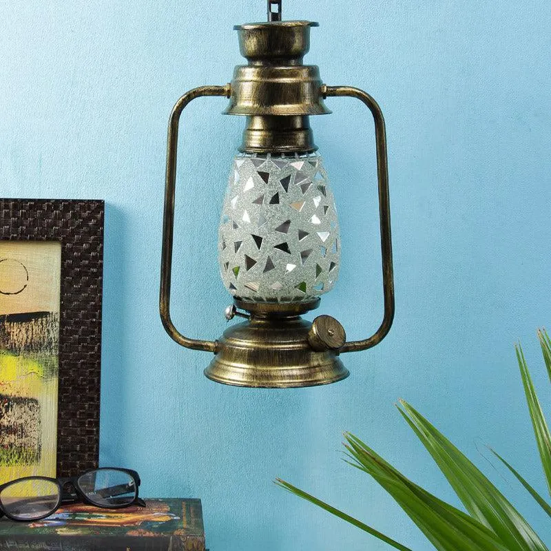 Dvija Mosaic Lantern Iron Wall Lamp - Gold media 3