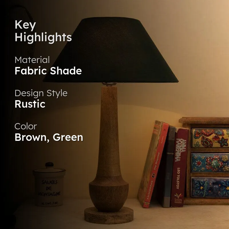 Classic Cubist Fabric Table Lamp With Conical Shade - Brown,Green media 2