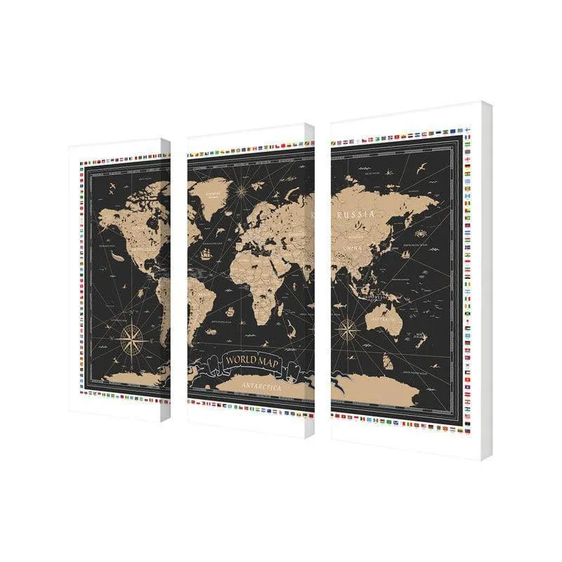 Vintage World Map Wall Art - Set Of Three media 4