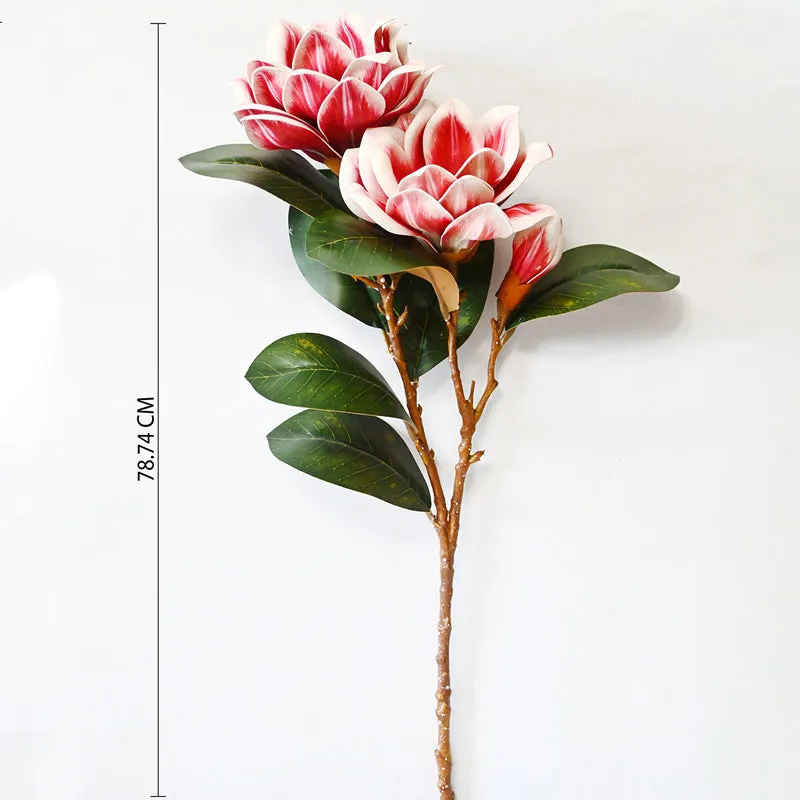 Artificial Magnolia Polyester Flower Stick - Pink media 5
