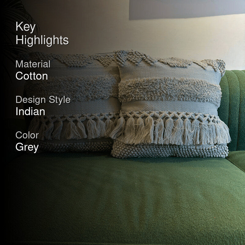 Squish-A-Lot Tufted Cushion Cover (Grey) - Set Of Two media 2