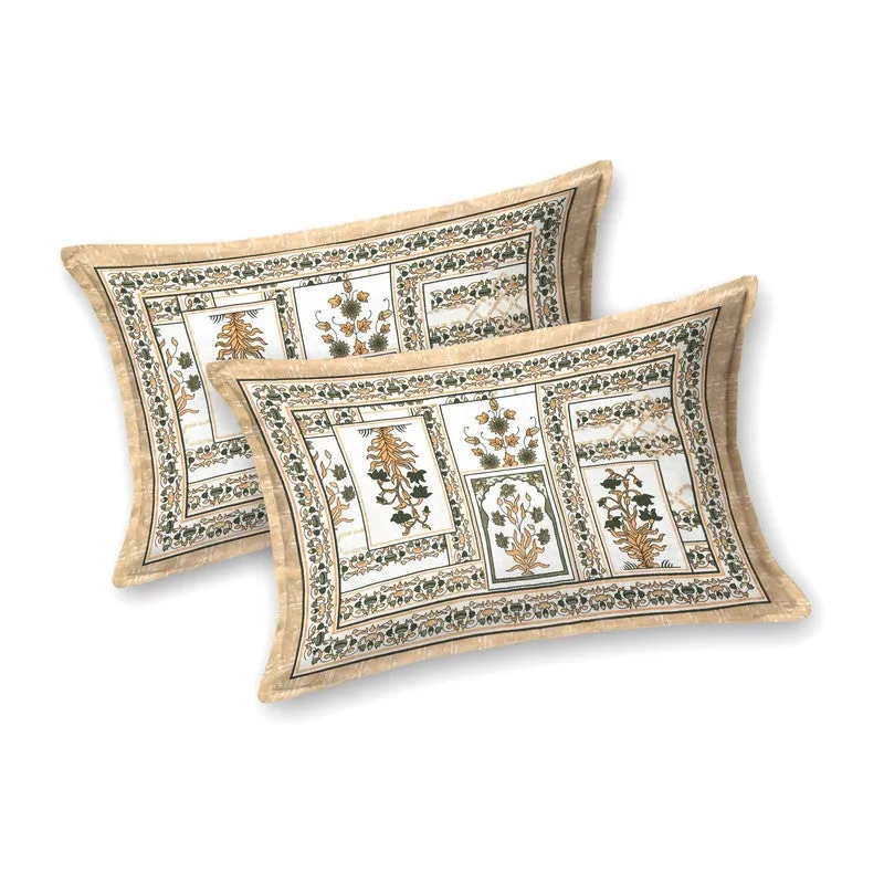 Designet Cotton Bedsheet (Beige,White) - 240 TC media 4