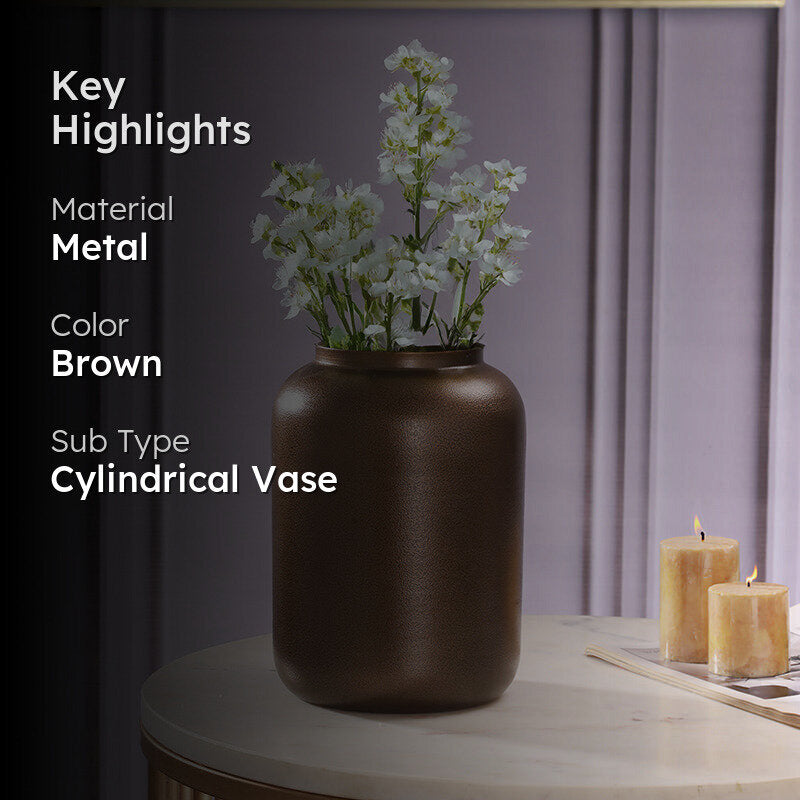 Alexis Metal Vase - Brown media 2