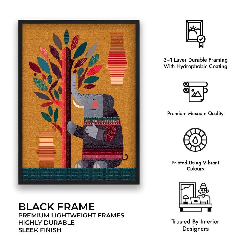 Playful Elephant Canvas Wall Painting With Black Frame media 10