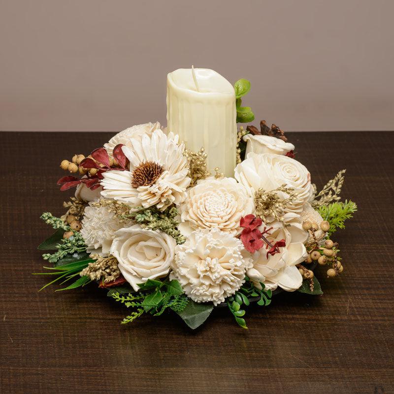 Tia Solawood Floral Tray With Battery Candle media 5