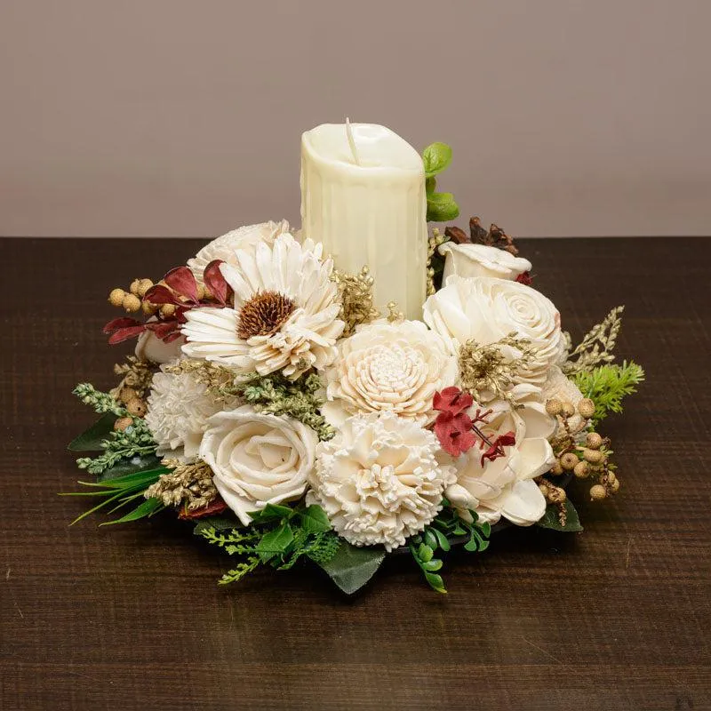 Tia Solawood Floral Tray With Battery Candle media 5
