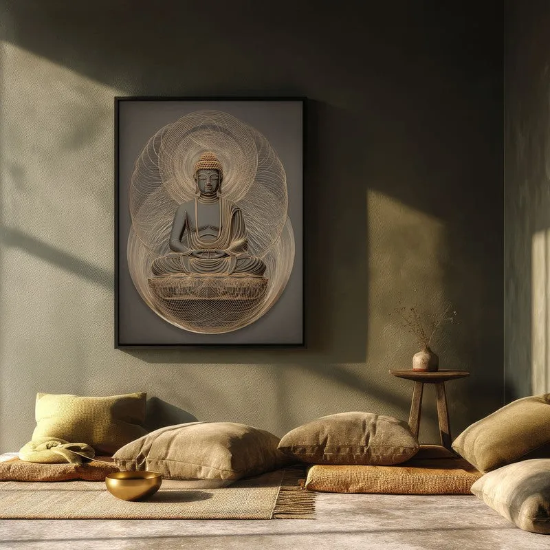 Buddha Archival Paper Wall Painting With Black Frame media 3