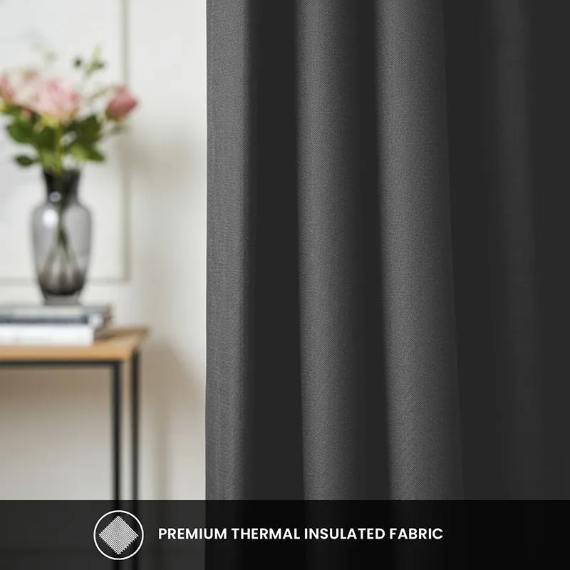 Urban Space Soft Grey Blackout Curtain - Set Of Two media 1