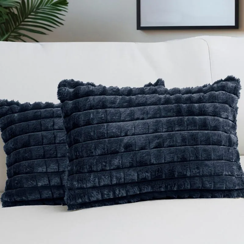 Frost Waffle Dark Grey Cushion Cover (Rectangle) Set of Two media 1