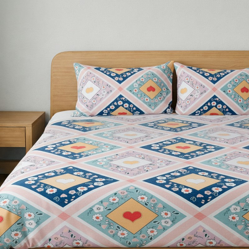 Love Grid Microfiber Bedsheet - 125 GSM media 4