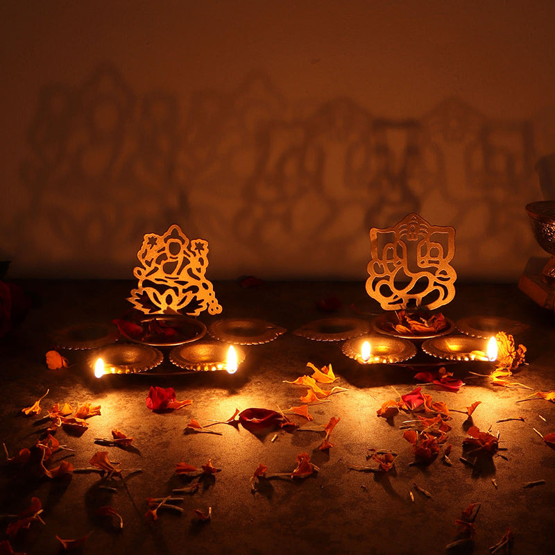 Laxmi Ganesha Tea Light Holder - Set Of Two media 6