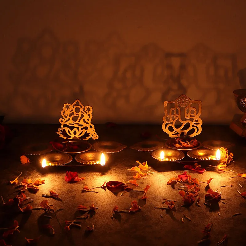 Laxmi Ganesha Tea Light Holder - Set Of Two media 6