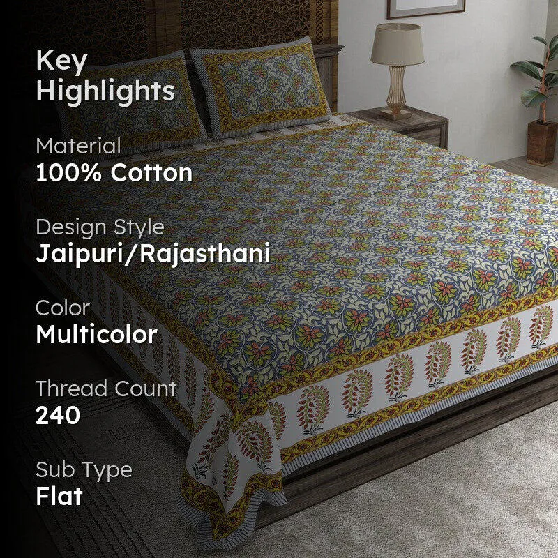 Auraus Cotton Bedsheet (Multicolor) - 240 TC media 2