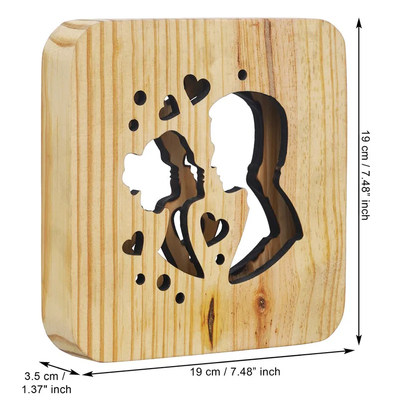 Love Couple LED Wooden Table Lamp - Brown media 7