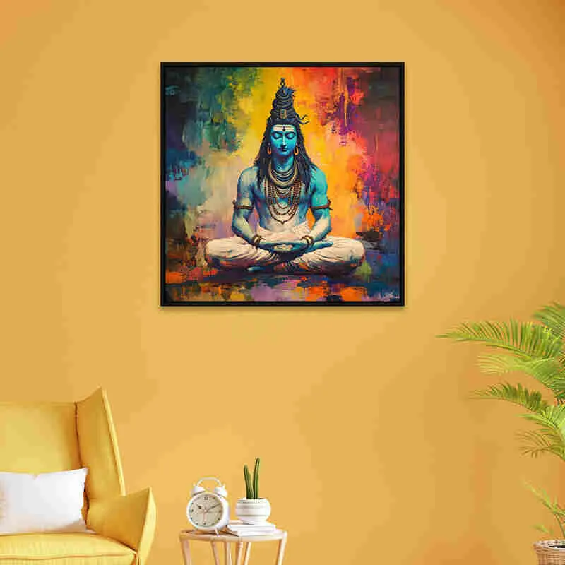 Vibrant Shiva Canvas Wall Art With Frame media 6