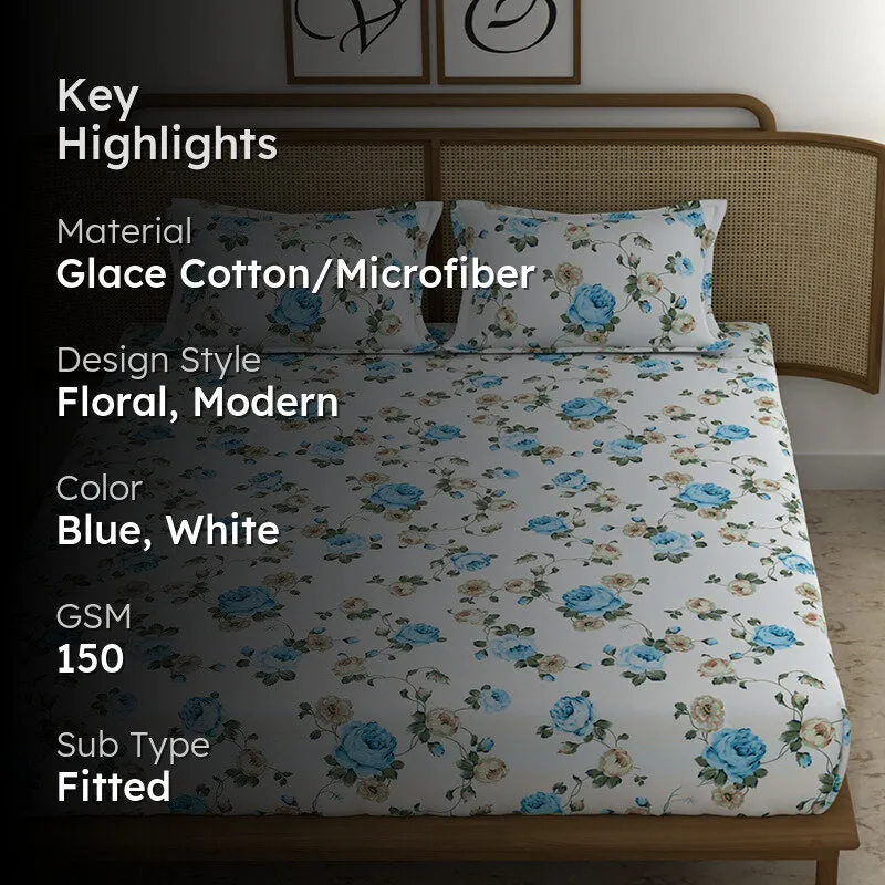 Lillian Fitted Microfiber Microfiber Bedsheet (Blue) - 150 GSM media 2