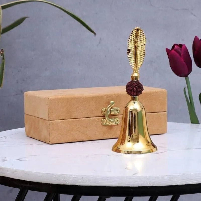Temple Ritual Aluminium Pooja Bell - Gold media 1