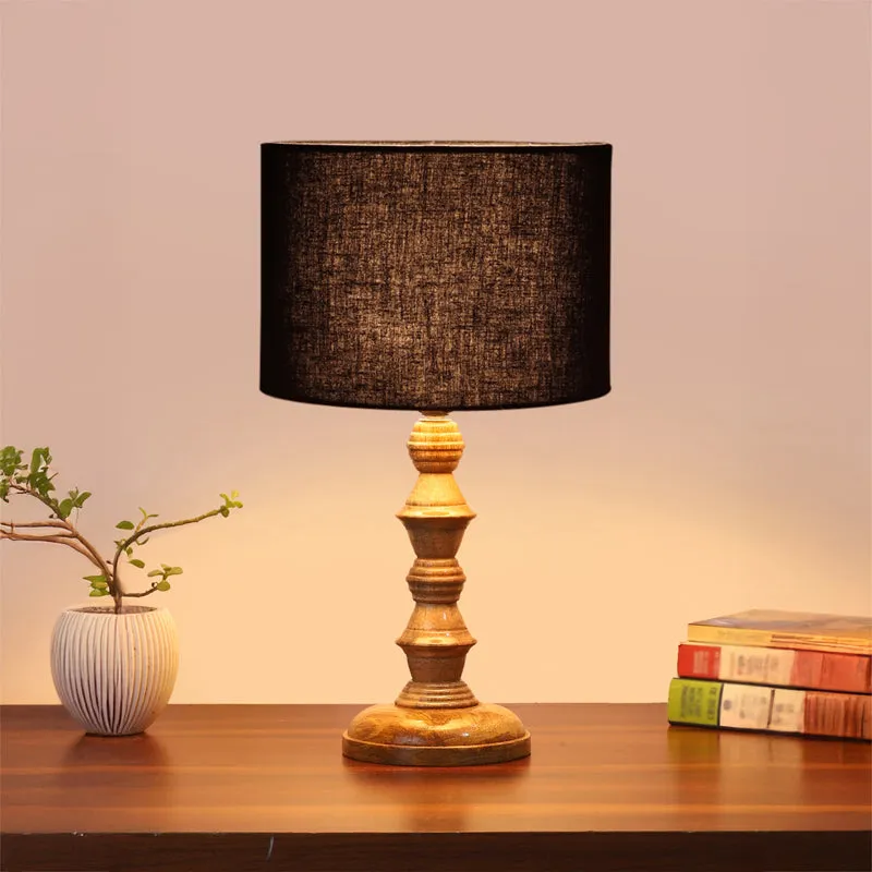 Cotin I Timber Wooden Table Lamp - Black,Brown media 2