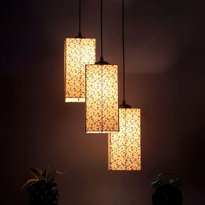 Warm Ivory Triple Metal Ceiling Lamp - Multicolor