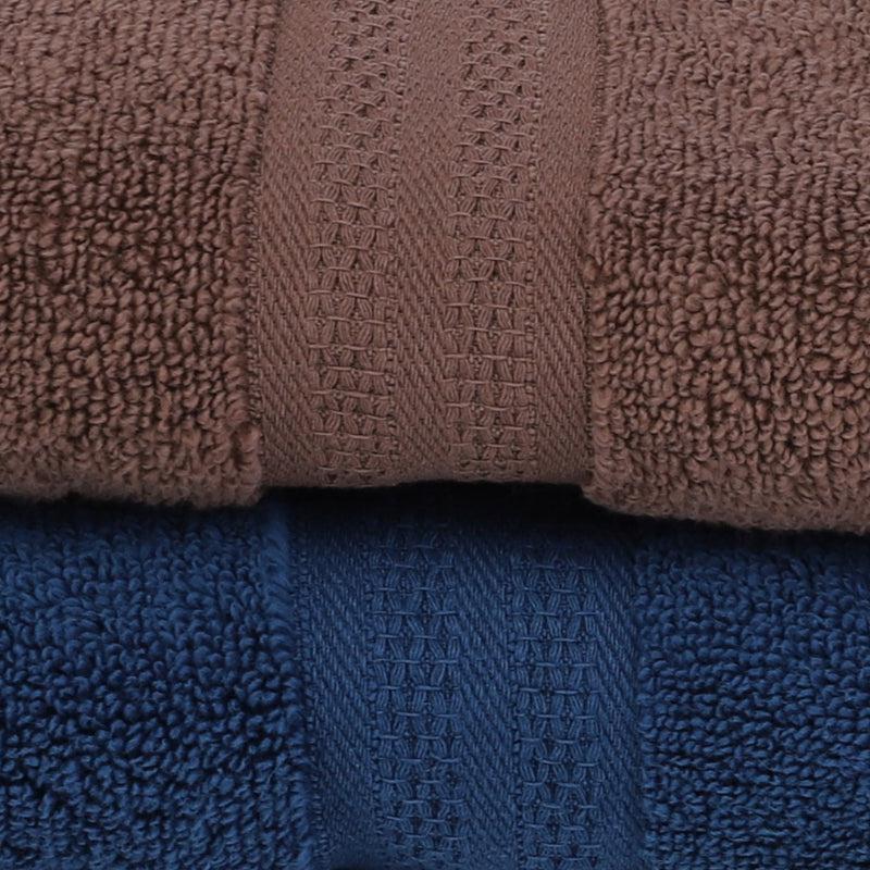 Miorah Bath Towel (Blue & Brown) - Set Of Two media 3